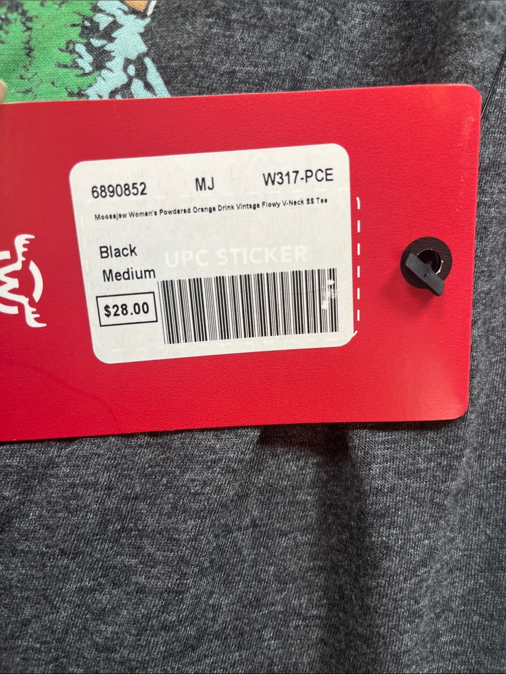 Moosejaw Women’s “Believe” UFO Mountain Graphic V-Neck Tee Black-Charcoal NWT - Picture 4 of 5